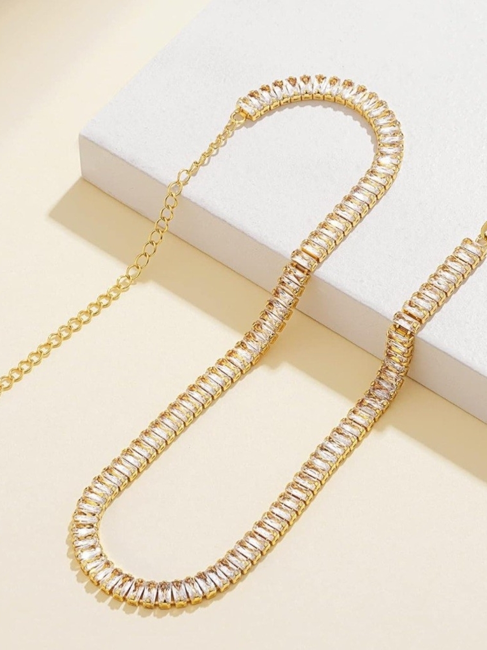 Gold Baguette Necklace - Picture 12 of 15